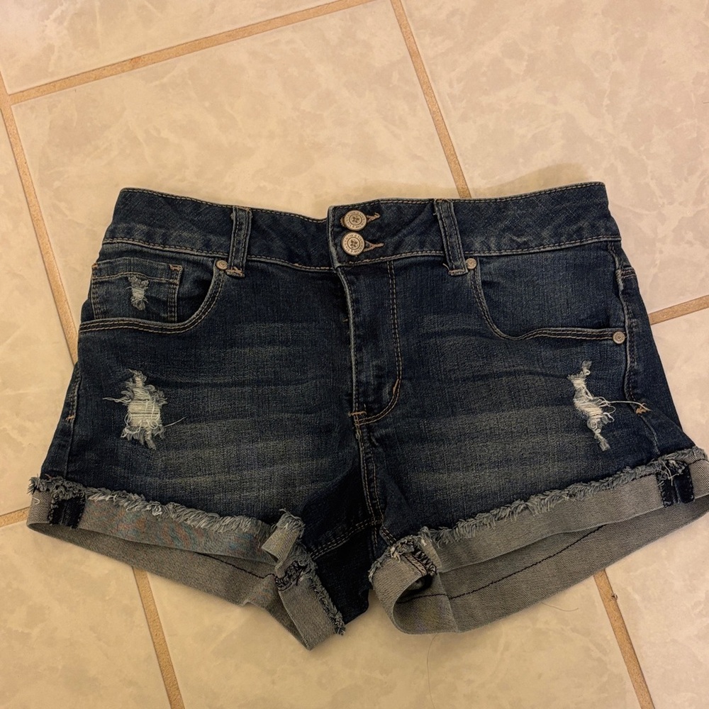 Altar'd State Dark Blue Distressed Jean Shorts